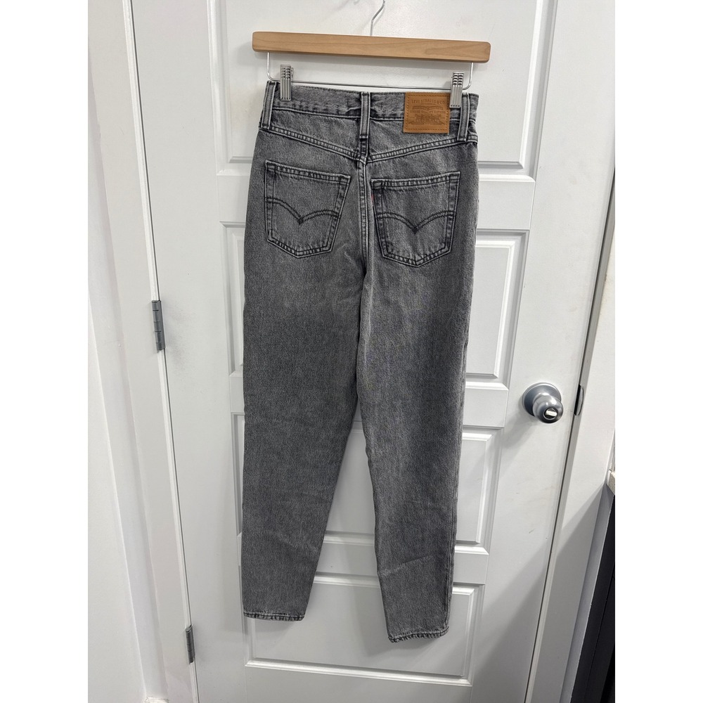Levis 80s Mom Jeans Gray Acid Wash High Waisted Tapered Denim Size 24‎ - Picture 3 of 3
